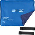 UNI-GO Gel Ice Packs for Injuries Reusable, Gel Cold Pack (10" x 13") with Two Straps, Cold Compress Pack for Back, Shoulders, Legs, Knees, Sciatica & Muscle Pain. (Blue-B)