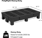 PolyMight Heavy-Duty Plastic Poly Dunnage Rack for Warehouses and Commercial Industrial Storage 60" x 36" x 12" with 2500 lb Capacity | For Wareshouses, Storage, and Merchandising