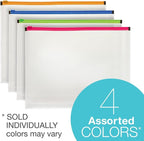 Pendaflex Poly Zip Envelope, Top-Loading, Expands 1 Inch, Zippered Closure, 13 x 10.125 Inch, Holds Letter Size Paper, Color May Vary (84192) (Pack of 2)