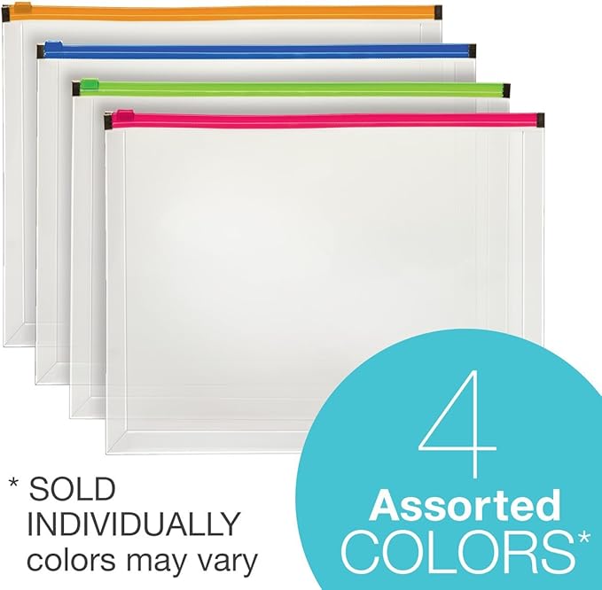 Pendaflex Poly Zip Envelope, Top-Loading, Expands 1 Inch, Zippered Closure, 13 x 10.125 Inch, Holds Letter Size Paper, 1 piece - Color May Vary (84192)