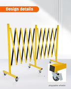 GCCSJ Expandable Metal Barricade with Wheels, 16.4 Feet Long Folding Security Gate, Retractable Metal Barrier for Construction Site Elevator Traffic Control Garage, Yellow Black