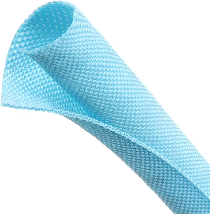 Automotive Wire Loom Tubing, Split Braided Cord Protectors from Pets No Chew, Flexible Cable Sleeve Cable Management for TV/Computer/Electric Wires (Sky Blue, 3/8"-10ft)