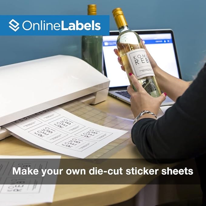 Removable Sticker Paper, White Matte, 500 Sheets, 8.5 x 11 Full Sheet Label, Inkjet or Laser Printer, Online Labels