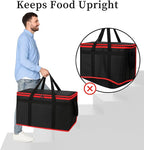 Bodaon Insulated Food Delivery Bag With Hard Bottom, XXXL Pizza Cooler Bags, Rideshare Delivery Bag, Grocery Shopping and Catering Thermal Cold/Hot Styrofoam Carrier for Travel/Car