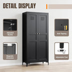 Yizosh Metal Pantry Cabinet,Tall Kitchen Pantry Storage Cabinet with Doors and Adjustable Shelves - 61" Black Cupboard Cabinet for Kitchen, Living Room,Dining Room,Home