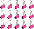 JAM PAPER Colorful Binder Clips - Medium - 1 1/4 Inch (32 mm) - Pink Binderclips - 15/Pack