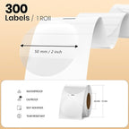 Clear Thermal Labels Vinyl 2 Inch Self-Adhesive Round Stickers Circle Roll Waterproof Printer Decals Package Seal for QR Code Envelope Office Retail Home 300 PCS