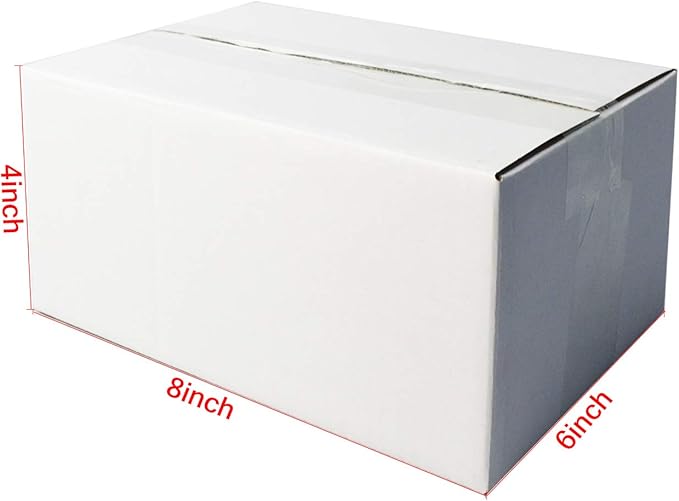 PETAFLOP 8x6x4 Shipping Box, White Mailing Corrugated Cardboard Boxes for Packing Small Business, 25 Pack