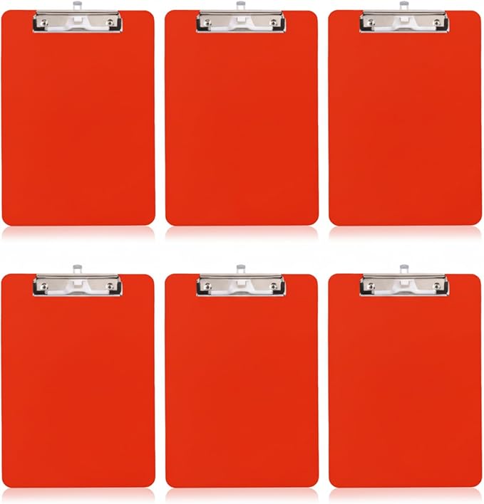 6 PCS Clipboards Bulk Nurse Clipboard with Pen Holder,Plastic Clip Boards 8.5x11,A4 Letter Size Cute Clipboards for Women Kids Teacher,Classroom Office Home(Red)