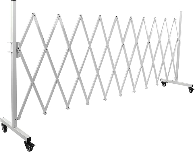 Metal Expandable Barricade Gate, Aluminum Folding Mobile Safety Barrier 130in - Lightweight Durable Design, Adjustable Stability, Ideal for Driveway Security