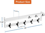 29'' Coat Rack Wall Mount with Shelf, Coat Hanger Wall Mount with Key Hooks and Mail Holder, Wood Entryway Floating Shelf with Hooks and Storage, Hat Rack for Wall Key Holder Mail Organizer
