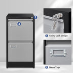 2 Drawer File Cabinet, Filing Cabinets for Home Office, Metal Vertical File Storage Cabinet with Lock, Locking File Cabinet for A4 Legal/Letter, 15.1" W x 17.7" D x 28.7" H, Assembly Required