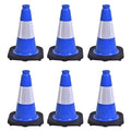 6 Pack 12 Inch Blue Reflective Traffic Cones, Black Base Mini Safety Cones for Event Setup, Reserved Parking, and School Activities (6, Blue, 12 Inch)