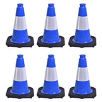 6 Pack 12 Inch Blue Reflective Traffic Cones, Black Base Mini Safety Cones for Event Setup, Reserved Parking, and School Activities (6, Blue, 12 Inch)