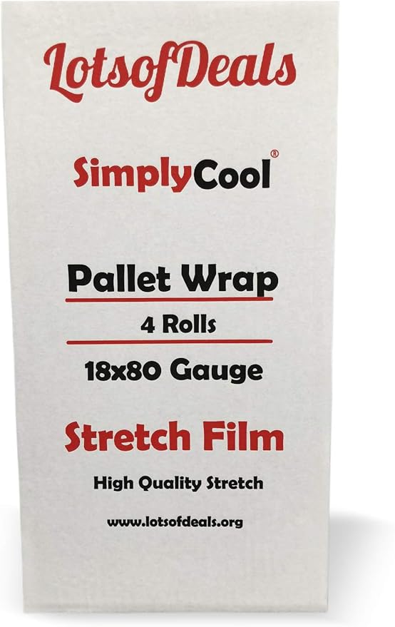Stretch Wrap 4 Pack 18" x 1100 SqFt – Heavy Duty 80 Gauge (20 Micron) Shrink Wrap Rolls for Moving, Furniture, and Packing, Industrial Plastic Stretch Film, Pallet Wrap & Shrink Film Roll