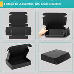 Mcfleet 6x4x3 Small Black Shipping Boxes - 24 Pack Corrugated Cardboard Mailing Box Packaging for Small Business - Tab Locking Literature Mailer Flat Empty Gift Packing Supplies