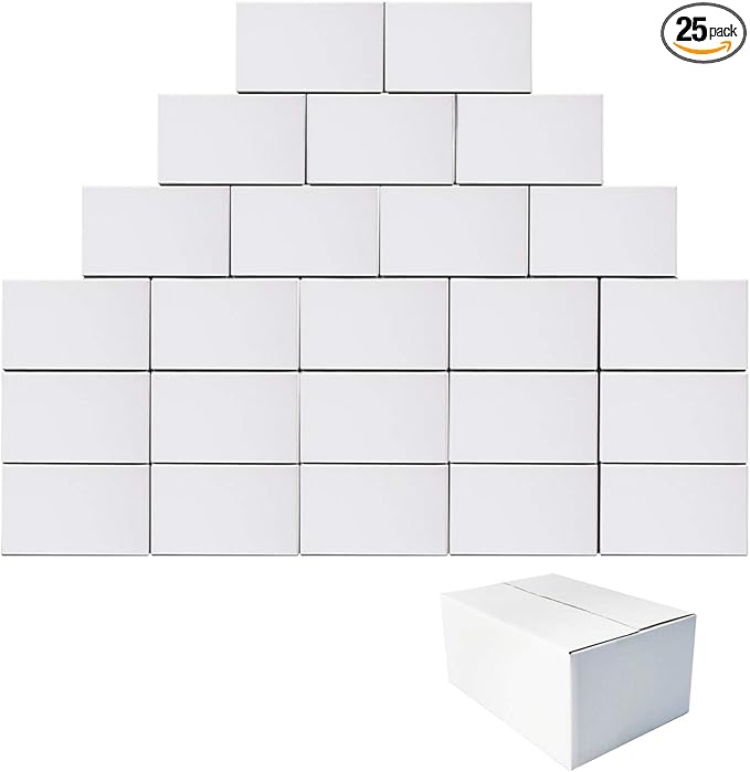 PETAFLOP 10x7x5 Shipping Boxes, White Corrugated Mailing Cardboard Box for Packing Small Business, 25 Pack