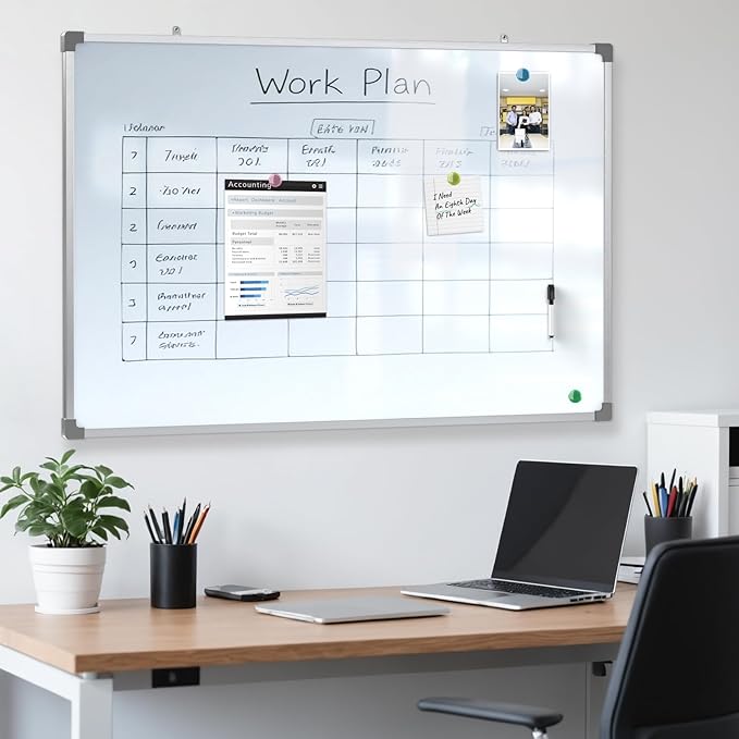 MaxGear Dry Erase Board for Wall, 36" x 24" Magnetic White Board, Double-Sided Large Whiteboard, Hanging for Planning Drawing Memo Teaching, School Home Office, Silver Aluminum Frame