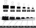Black Binder Clips, 72 Pack, Non-Standard 41mm, 1.6 Inch, Large Clips, Capacity 0.66 Inch, Paper Clips, Office Clips, Office and School Supplies