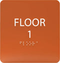 Burnt Sienna ADA Floor 1 Sign with Braille – Made from Durable Acrylic and Ready to Mount