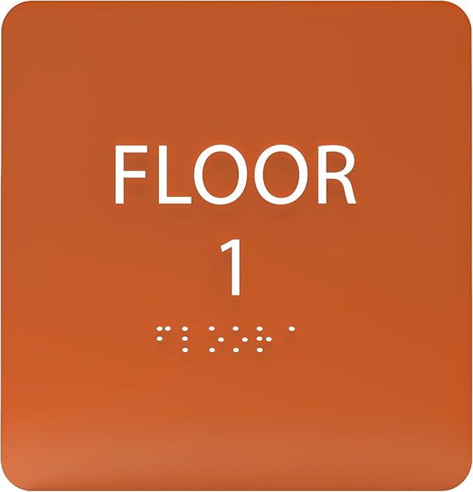 Burnt Sienna ADA Floor 1 Sign with Braille – Made from Durable Acrylic and Ready to Mount