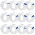 12 Rolls Clear Tape, Transparent Tape Refills for Dispenser, 1 Inch Core, 3/4 x 1000 Inches, Strong Adhesive for Gift Wrapping, Office, School, Home, Desk Supplies & Crafts