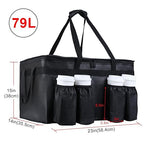 Insulated Food Delivery Bag with 4 Cup Holder and Bottom Support, XXX-Large Insulated Grocery Bags Keep Food Hot/Cold, Cooler Bags with Drink Carrier, Food Carrier Catering Bag for Events,Black