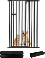 Lumizone Extra Tall Cat Gate 61.02" High Pressure Mounted Extra Wide 2025 New (17 Sizes) 1.37" Gap No Drilling Auto-Close One-Handed Operation Tall Pet Gate for Dogs(Black, 61.02" H x 38.39"-42.51" W)