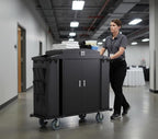 Heavy Duty Metal Housekeeping Janitorial Cart with Wheels,Silent Casters,Locking Large Capacity Cabinets,Cleaning cart for Housekeeping/Commercial Facility/Hotel/Stadium/School