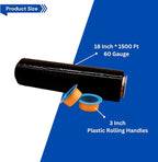 Noah's Ark Warehouse 18" x 1500FT Industrial Class Pallet Wrap, 60 Gauge 4 Rolls Black Stretch Film for Warehouse Packing, Adhering Packing Moving Packaging (4 Pack)