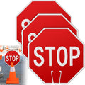 Geetery 3 Pcs Stop Signs Traffic Signs 12 x 12 Inches, Street Road Traffic Cone Top Warning Double Sided for Barricade Outdoor Weather Fade Resistant, Wear Resistant
