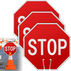 Geetery 3 Pcs Stop Signs Traffic Signs 12 x 12 Inches, Street Road Traffic Cone Top Warning Double Sided for Barricade Outdoor Weather Fade Resistant, Wear Resistant