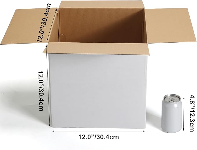 CRUGLA 12x12x12 White Shipping Boxes Set of 10, White Corrugated Cardboard Boxes for Small Business Shipping Mailing Packing