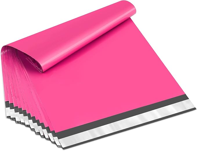 UCGOU Poly Mailers 10x13 Inch Hot Pink 200 Pack Shipping Bags #4 Strong Mailing Envelopes Boutique Packaging Postal Self Seal Adhesive Waterproof and Tear Proof Small Business for Clothes Books