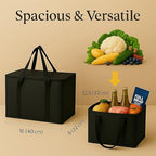 2Pk Trunk Organizer for Car Insulated Reusable Grocery Bags, Collapsible Cooler Bag for Groceries, Heavy Duty Large Insulated Bag (Large, Charcoal Black)