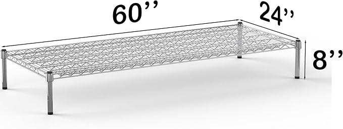 24''W x 60''L x 8''H Chrome Plated Wire Dunnage Rack | Off The Floor Storage