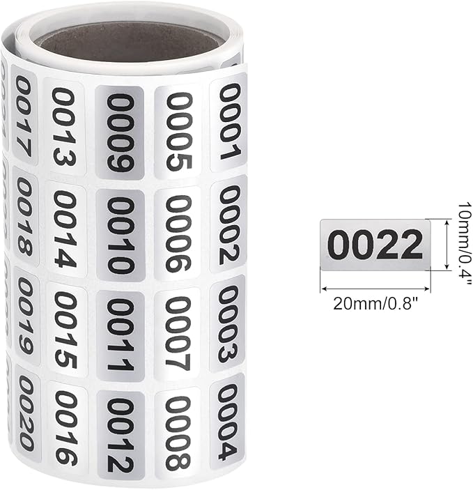 MECCANIXITY 1 to 1000 Consecutive Number Stickers Inventory Label Black Numbers for Office Warehouse Numbering Classification