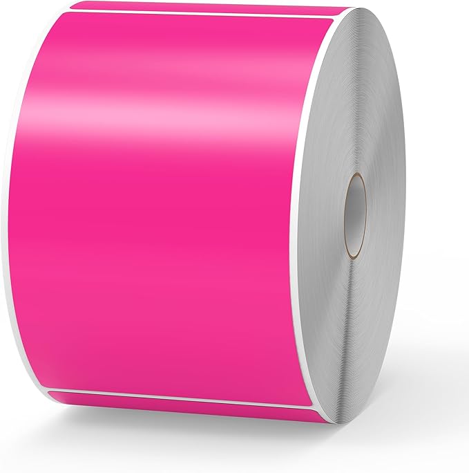 500 Pcs Large Moving Labels for Boxes 3 ×5 Inch Vinyl Self Adhesive Rectangle Stickers Color Coding Labels Waterproof Removable for Storage Bins Classroom Office Warehouse, Fluorescent Pink