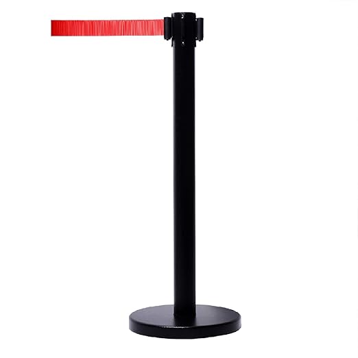 VIP Crowd Control Retractable Belt Queue Safety Stanchion Barrier Set,36" Ht, 78" Red Belt + Wall Bracket (6 Posts Red Belt + SFrame + WBracket)