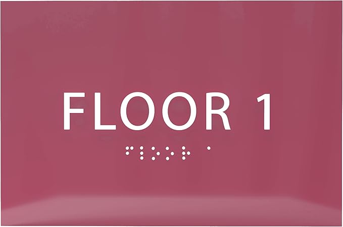 6" X4" Floor 1 Sign - ADA Compliant Tactile Graphics Grade 2 Braille Text | Wall Mount Plastic Directional Assistance, Floor Number Sign for Office, Schools, Hospitals, Apartments