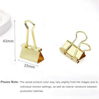 50 Pack Medium Gold Binder Clips 1 Inch (25 mm), Colored Paper Clamps, Middle Size Paper Clips for Office Home School Business 1"