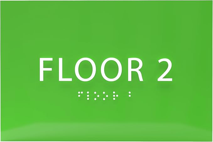 6" X4" Floor 2 Sign - ADA Compliant Tactile Graphics Grade 2 Braille Text | Wall Mount Plastic Directional Assistance, Floor Number Sign for Office, Schools, Hospitals, Apartments