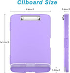 Rimilak Plastic Clipboard with Storage, 8.5 x 11 High Capacity Folio Nursing Case with Pen Holder, Size 14.2 x 9.6 x 1.2″ Folder Side-Opening for Classroom, Teacher, Student, Smooth Writing, Purple