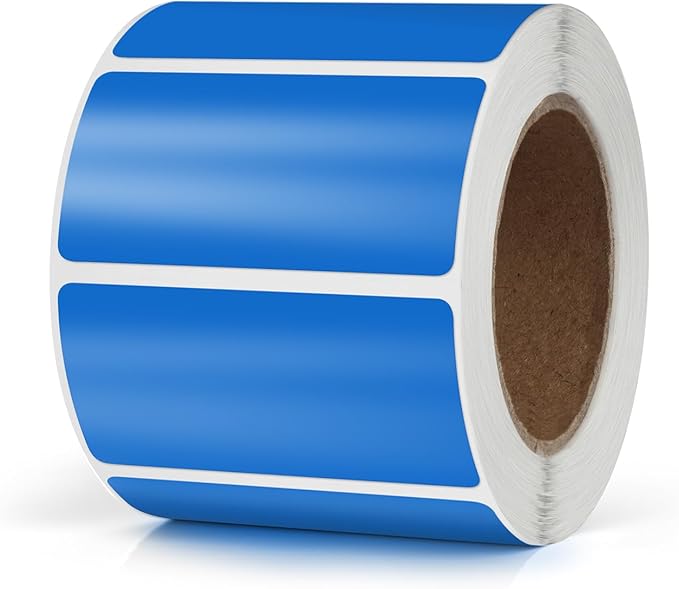 Blue Rectangle Stickers 2 x 1 Inch Color Coding Labels Vinyl Roll Self-Adhesive Waterproof Removable 500 PCS