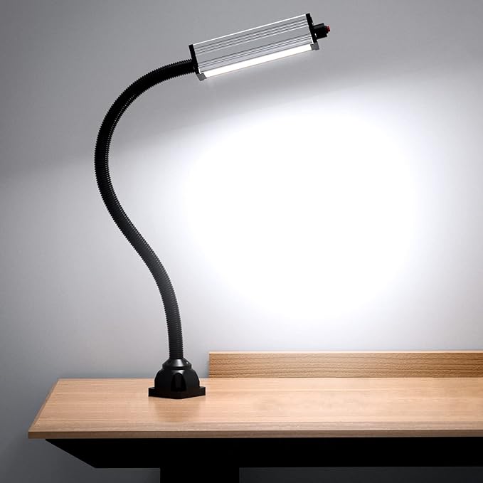 Magnetic Work Light, LED Machine Light with 44 LEDs, Waterproof with 19 Inch Gooseneck, IP66 Rating, 800 Lumen, 120 Volt for Lathe Machine Tools
