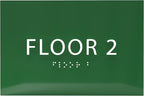 6" X4" Floor 2 Sign - ADA Compliant Tactile Graphics Grade 2 Braille Text | Wall Mount Plastic Directional Assistance, Floor Number Sign for Office, Schools, Hospitals, Apartments