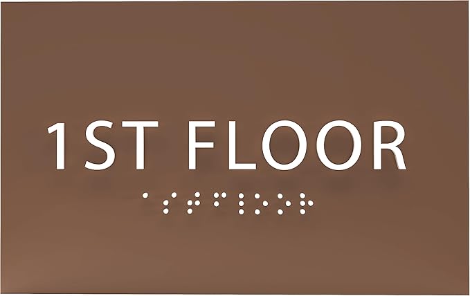 6" X4" 1st Floor Sign - ADA Compliant Tactile Graphics Grade 2 Braille Text Wall Sign| Directional Assistance, Floor Number Sign for Office, Schools, Hospitals, Apartments