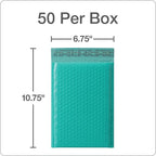 Quality Park Bubble Mailers, 6 x 9 Inch, Teal Poly Mailers, Padded Envelopes, Shipping Envelopes, Water Resistant, Self Seal, 50 Per Box (QUA85857)