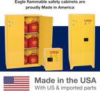 Eagle American Made 12 Gallon F﻿lammable Liquid Storage Cabinet, Manual-Close Space Saver Fireproof Cabinet for Schools, Garages, Manufacturing Facilities, 23" x 18" x 35", 1925X