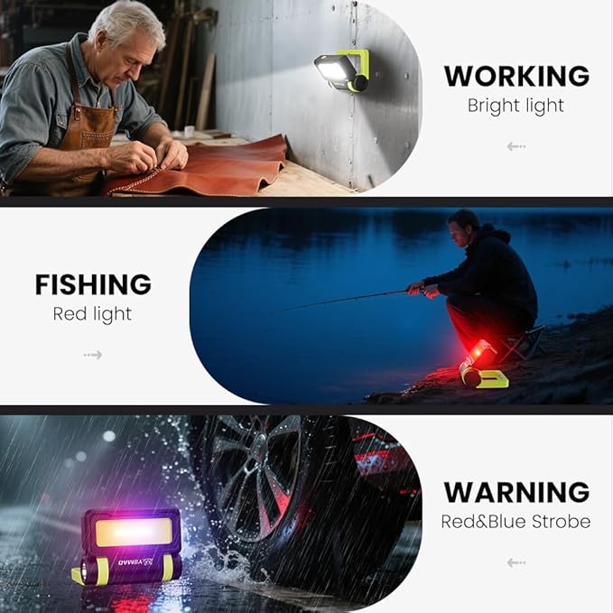Yemao Led Work Light Rechargeable,Small Portable Work Light with Battery,High Lumen Underhood Work Lights with Magnetic,8 Modes Mechanic Lamp for Automotive Work,Garage,Shop,Car Repair,Emergency